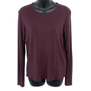 EUC Eileen Fisher Women Blouse Silk Top Purple Size Small Round Neck Long Sleeve